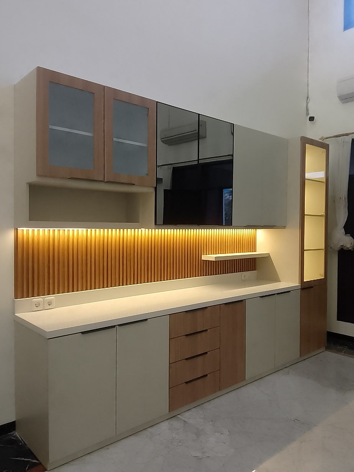 Warm Wood Kitchen Credenza