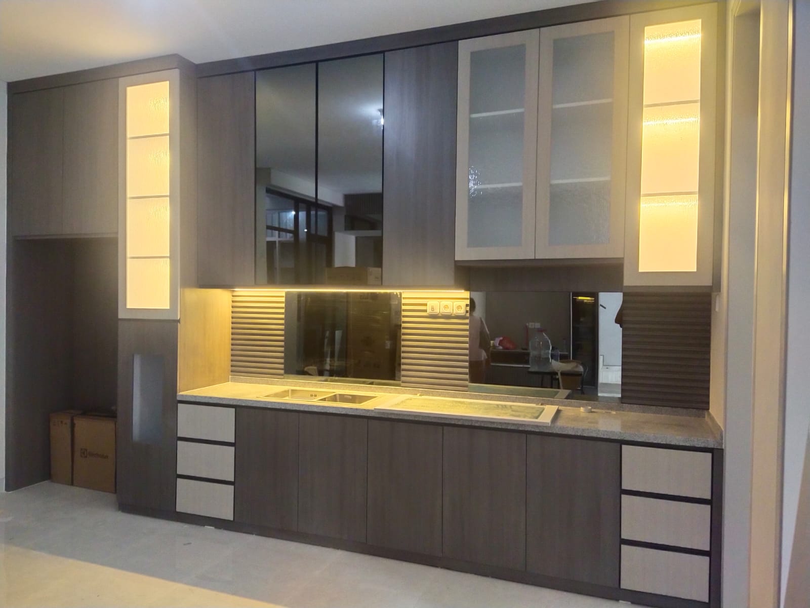 Woodgrain & White Kitchen Storage